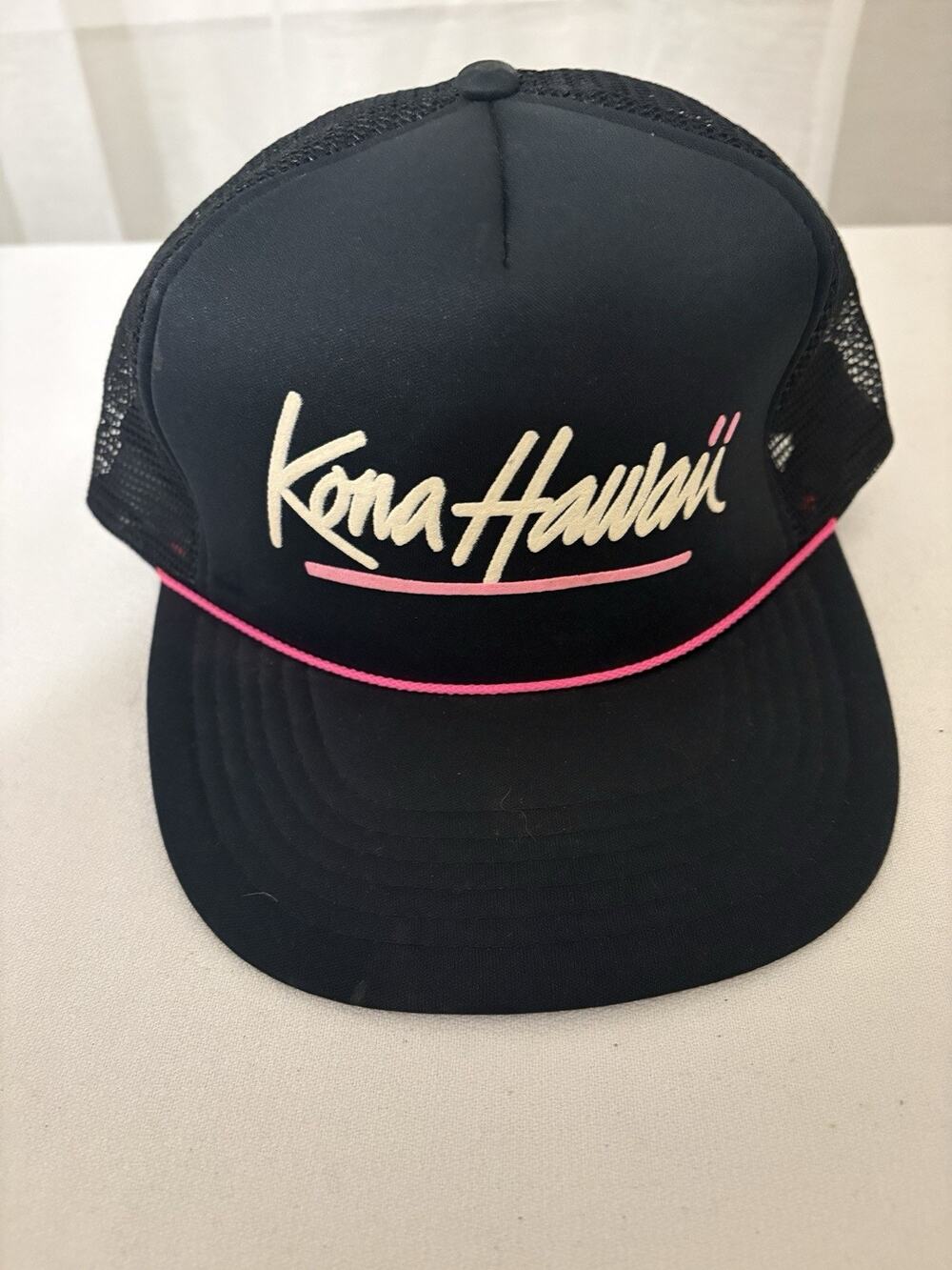Kona Hawaiian Headwear Hawaii Hat Cap Mesh Beach Black Pink Strapback